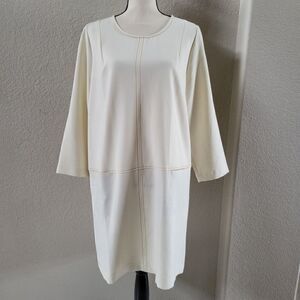 ANTHROPOLOGIE Sita Murt Ivory Shift Dress size 44 12 L